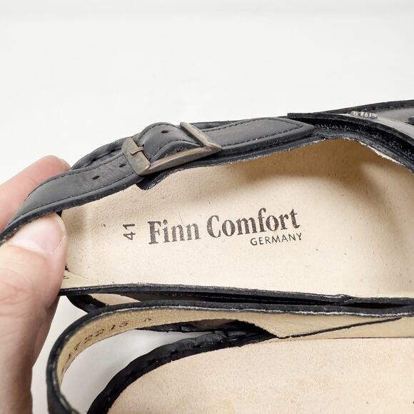 [Finn Comfort] Black Sylt Nappa Leather Triple Strap Open Toe Sandals EUC Sz 41 - Picture 11 of 12